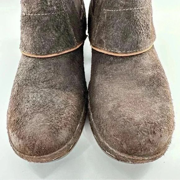 Merrell Luxe button ankle bootie 10 41 espresso brown suede stapled clog boot - Picture 3 of 13